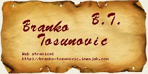 Branko Tosunović vizit kartica